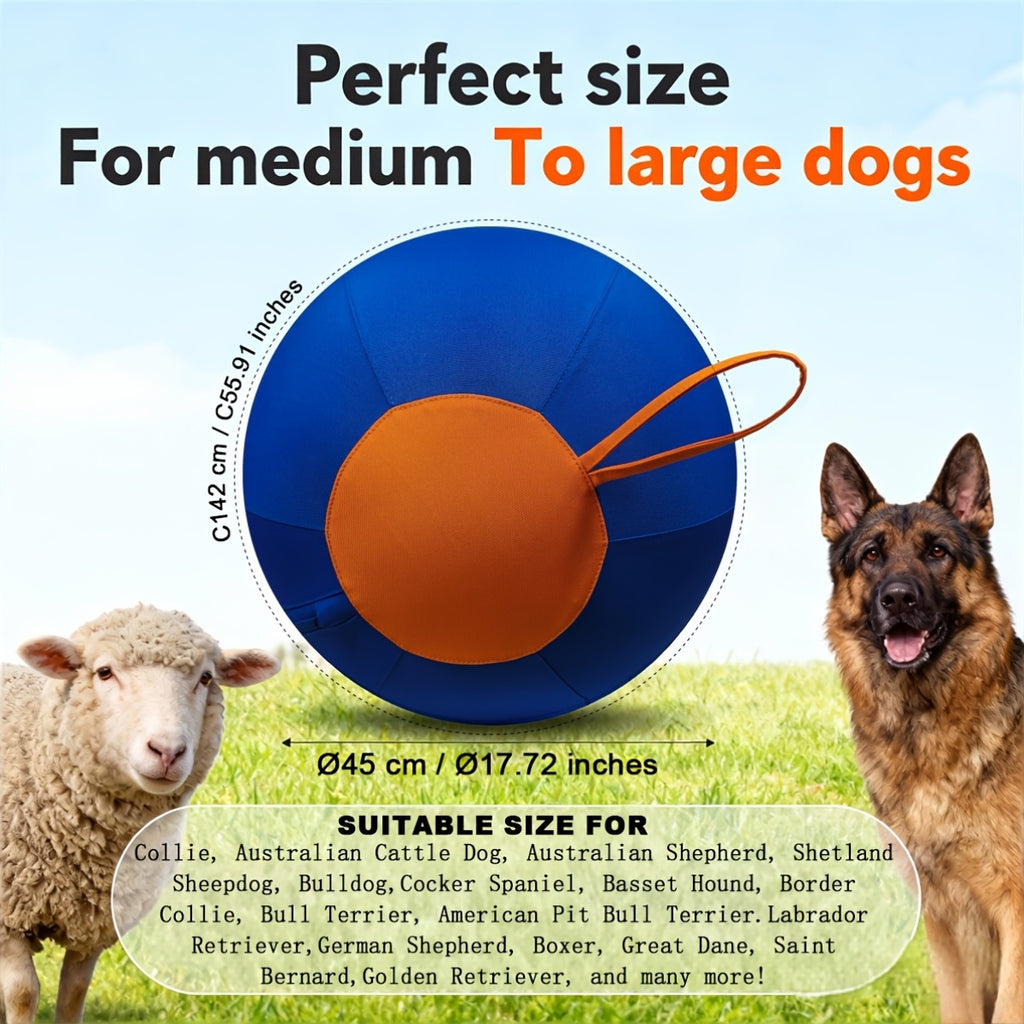 Herding Ball for Dogs with Handle and Air Pump, Large Inflatable Outdoor Training Toy for Australian Shepherds, Border Collies and Backyard Play