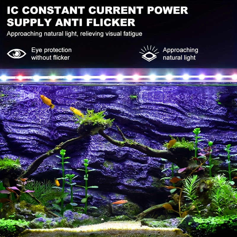 USB Aquarium LED Light Bar with Double-Row RGBW Illumination, Decorative Fish Tank Lighting in 14.96 and 18.90 Inch Options, No Battery