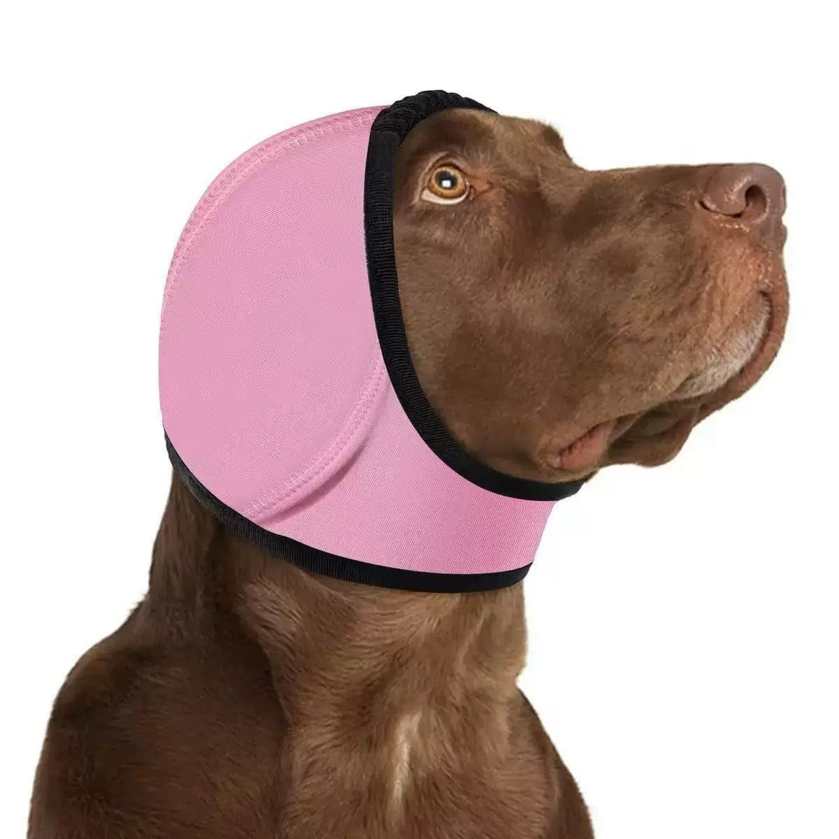Dog Ear Cover Head Wrap with Adjustable Closure, Soft Hood for Supervised Grooming, Bath-Time Routines and Travel, S M L in Four Colors
