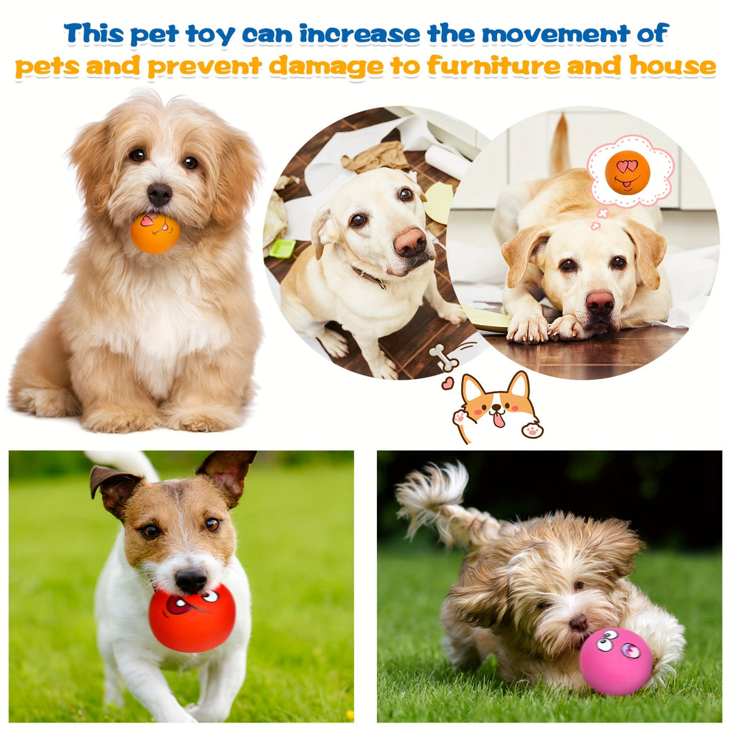Squeaky Dog Ball Set with Joyful Face Expressions, 12-Pack Rubber Interactive Toys for Puppies and Small to Medium Dogs, Supervised Play and Training