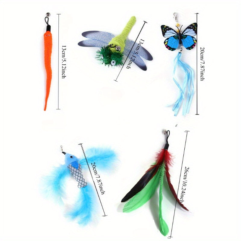 Suction Cup Cat Wand Toy with Two Flexible Teaser Rods, Lake Blue Interactive Feather-Style Cat Toy for Indoor Cats and Supervised Kitten Play