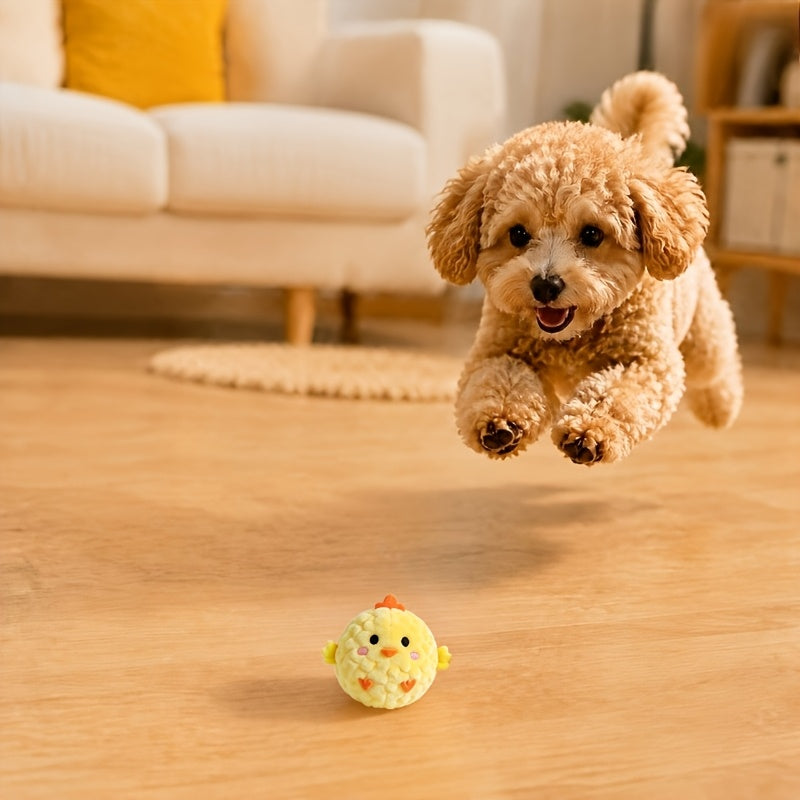 Dog and Cat Toy Balls 4-Pack, Random-Style Sound and Slow-Rebound Bouncing Pet Toys for Supervised Rolling, Chasing and Interactive Play