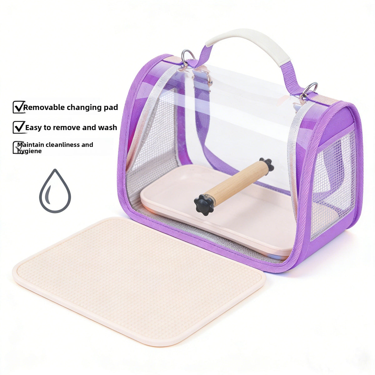 Small Bird Carrier with Perch, Portable Parrot Travel Bag with Clear Viewing Panels, Mesh Ventilation and Carry Handle for Vet Visits
