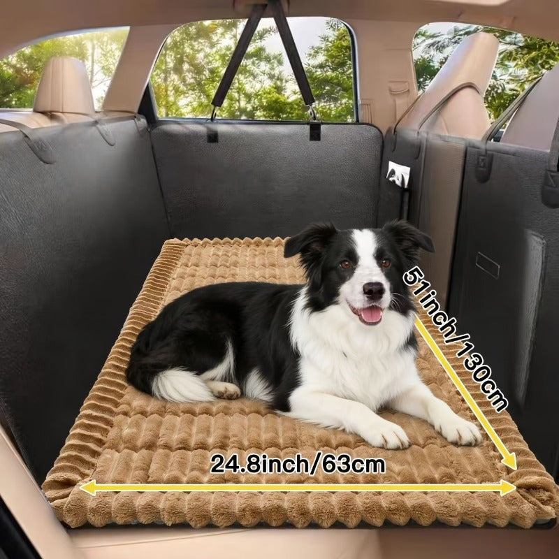 Dog Car Seat Mat with Ribbed Plush Surface, 24.8 x 51.18 Inch Non-Slip Pet Travel Pad in Four Colors for Compatible Cars, SUVs and Trucks