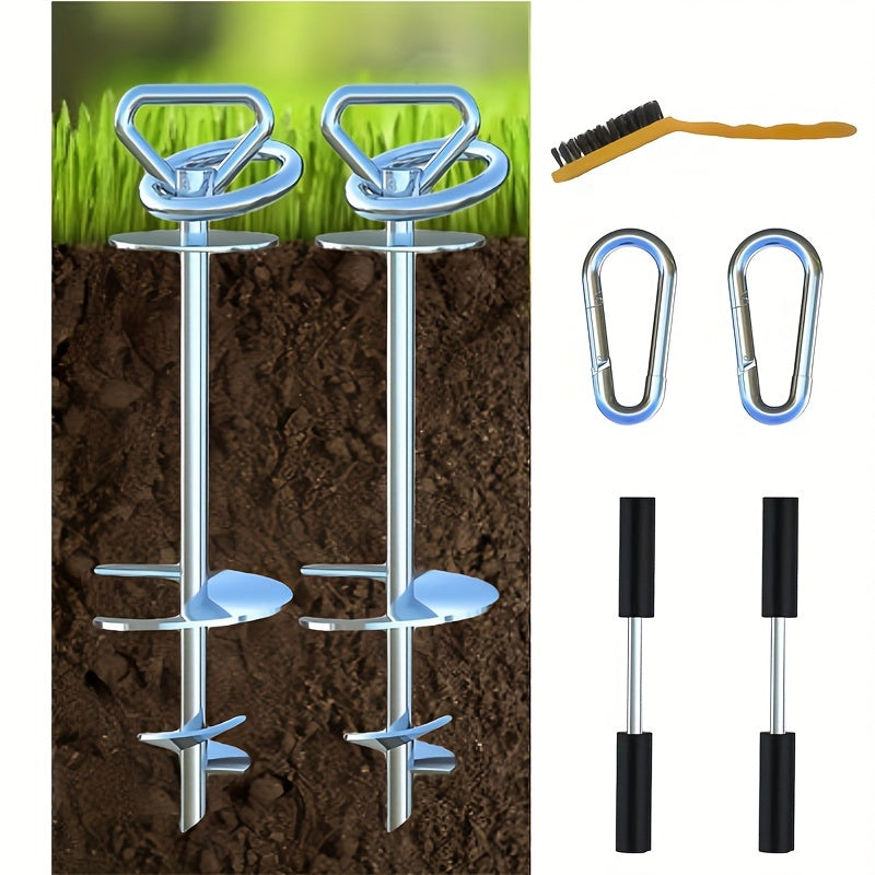 Spiral Dog Tie Out Stake, 13-Inch 304 Stainless Steel Ground Anchor with 360° Swivel for Supervised Backyard and Camping Use, 1 or 2 Sets
