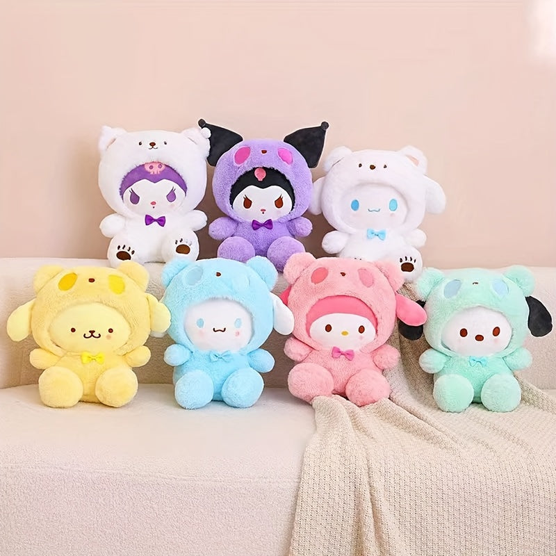 Character Plush Dog Toy with Soft Cushioned Texture, Battery-Free Pet Companion in White, Purple or Blue for Supervised Gentle Indoor Play