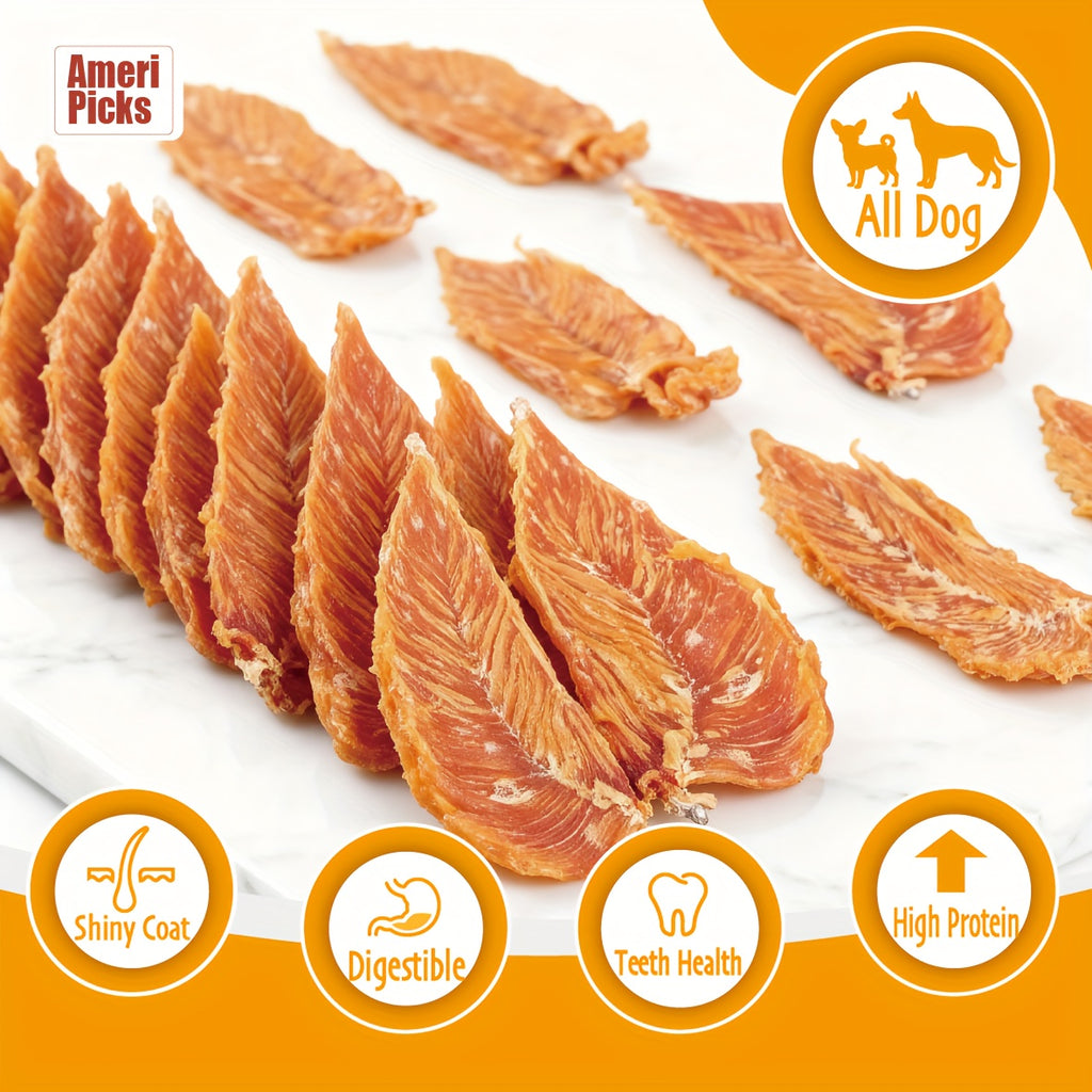 Grain-Free Chicken Jerky Strips for Dogs, High-Protein Dried Meat Training Treats for Small and Large Breeds, 300g, 600g and 900g Options