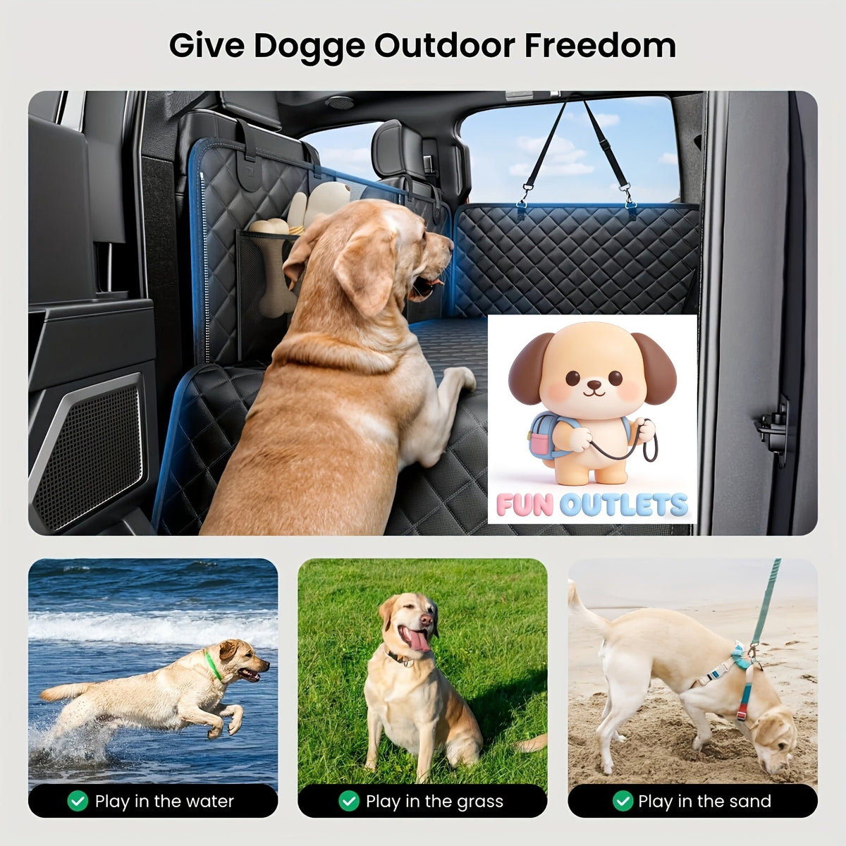 Dog Backseat Expander with Hard Bottom, Rear Seat Cover and Pet Hammock Extension for Compatible Cars, SUVs and Trucks, Single-Unit Travel Setup
