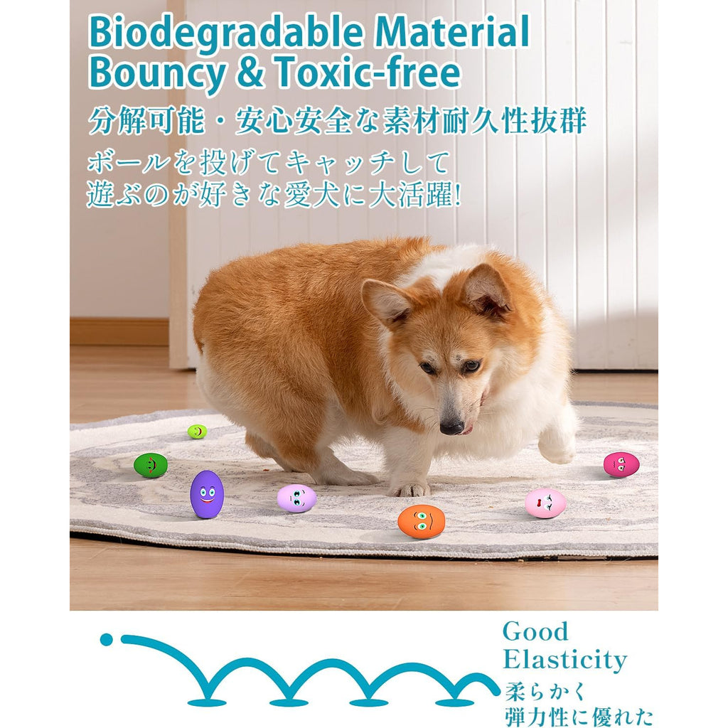 Squeaky Egg Dog Balls 10 Pack for Puppies and Small Dogs, Bouncy Oval Fetch Toys That Float for Supervised Chase and Water Play, No Batteries Needed