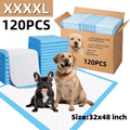 Dog Potty Training Pads 47 x 31 Inch, 6-Layer Extra-Thick Disposable Pee Pads with Leak Protection for Puppies and Senior Dogs, 60 or 120 Count Options