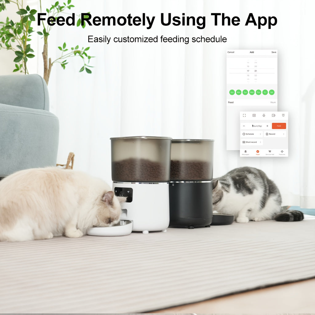 4L Automatic Pet Feeder by NPET, Cat and Dog Food Dispenser with Stainless Steel Bowl, USB or Battery Power and App or Camera Version Options