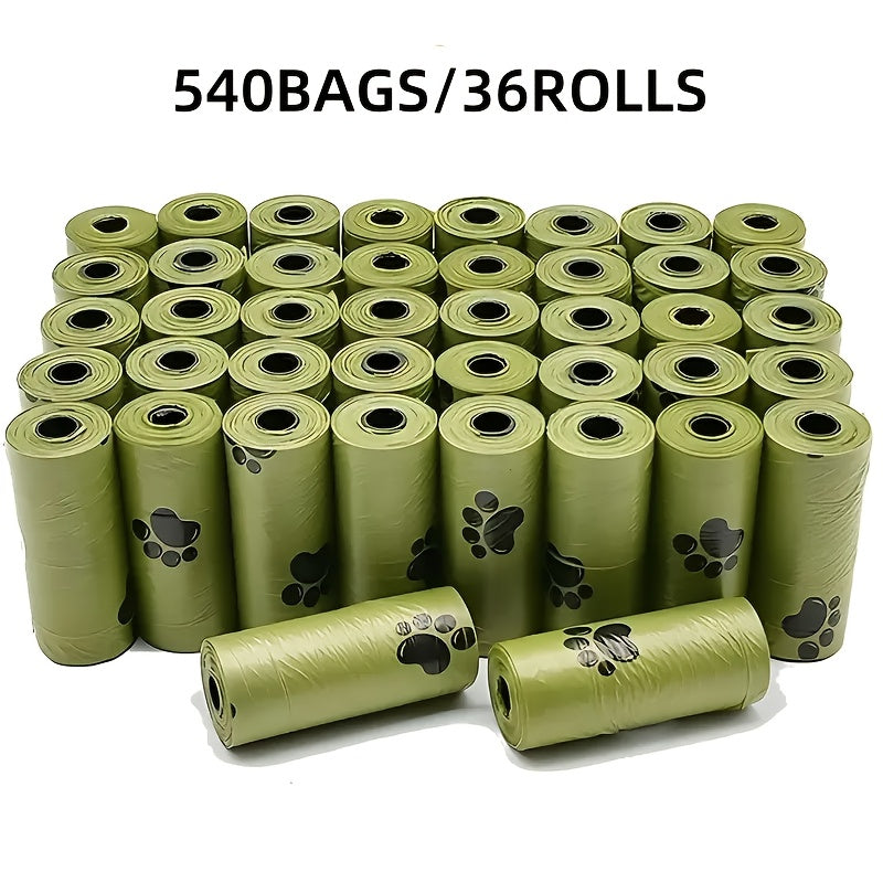 Scented Dog Poop Bags in 120, 540 or 1080 Count Options, Green Paw Print Waste Bag Rolls and Dispenser Sets for Daily Walks and Pet Cleanup