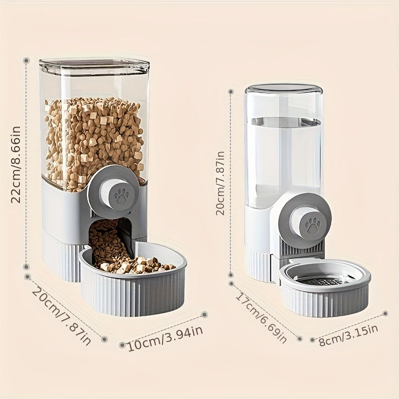 Hanging Gravity Pet Feeder and Water Dispenser Set, Battery-Free Cage-Mounted Food and Water Bowls for Daily Pet Care, Blue or Gray