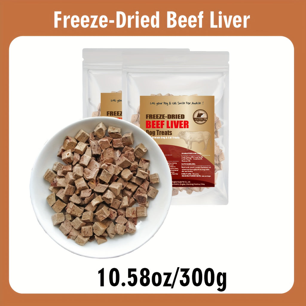 Beef Liver Dog Treats 300g, Freeze-Dried Single-Ingredient Training Rewards and Food Topper, Grain-Free Gluten-Free Snacks for Everyday Reward Time