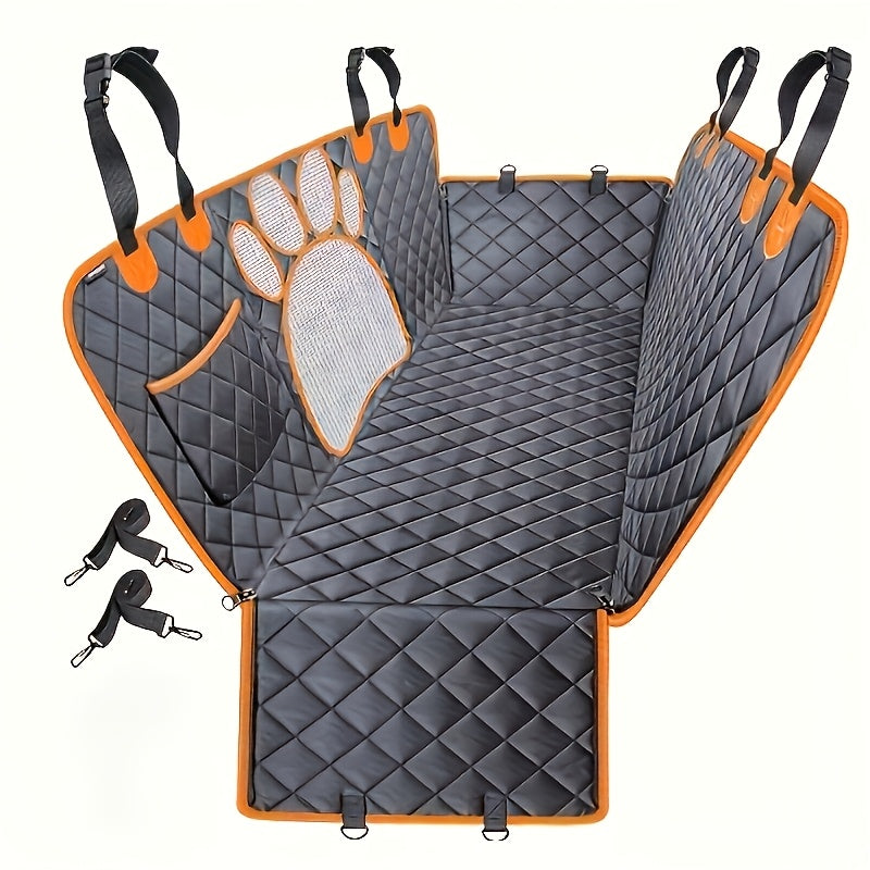Dog Seat Cover Hammock with Open Mesh, 600D Scratch-Resistant Non-Slip Rear Seat Protector for Pet Travel in Cars, Trucks and SUVs