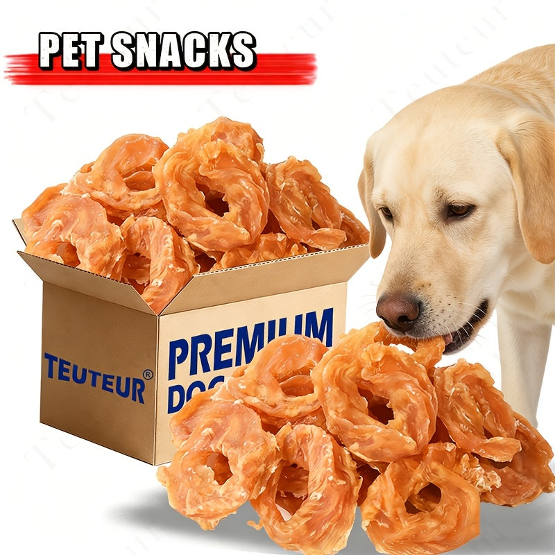 Chicken Jerky Rings for Dogs, 120g Rawhide-Free Grain-Free Chicken Breast Dog Treats for Supervised Training Rewards and Everyday Chewy Snacks