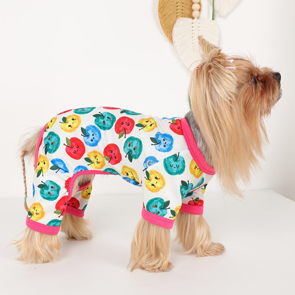 Four-Leg Dog Pajamas for Small Dogs and Cats, Soft Stretch Knit Pullover Pet Onesie for Spring Summer Lounging, XS S M L in Five Color Options
