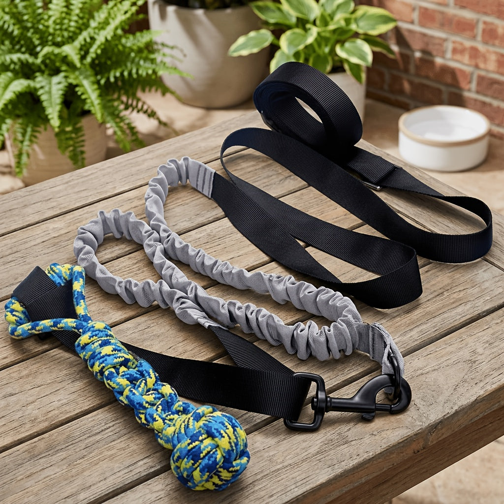 Tree Hanging Dog Tug Toy with Bouncy Tether and Chew Rope, Black Outdoor Tug of War Toy for Supervised Backyard Play with Small to Large Dogs