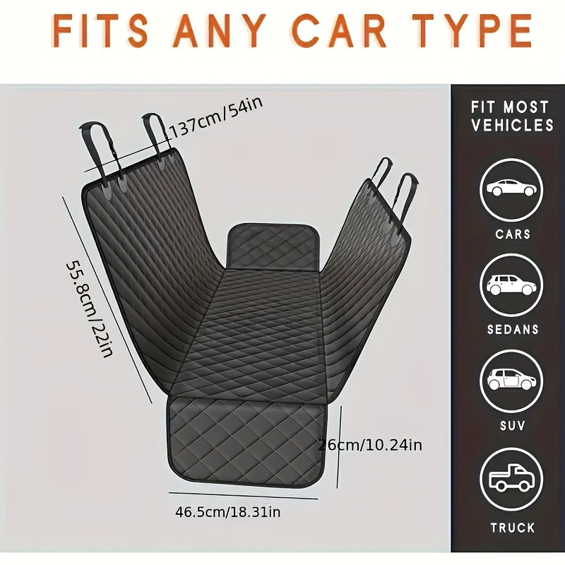 Water-Resistant Dog Car Seat Cover, 600D Oxford Rear Seat Protector, Pet Hammock and Cargo Liner with 4 Headrest Anchors and 2 Seat Anchors