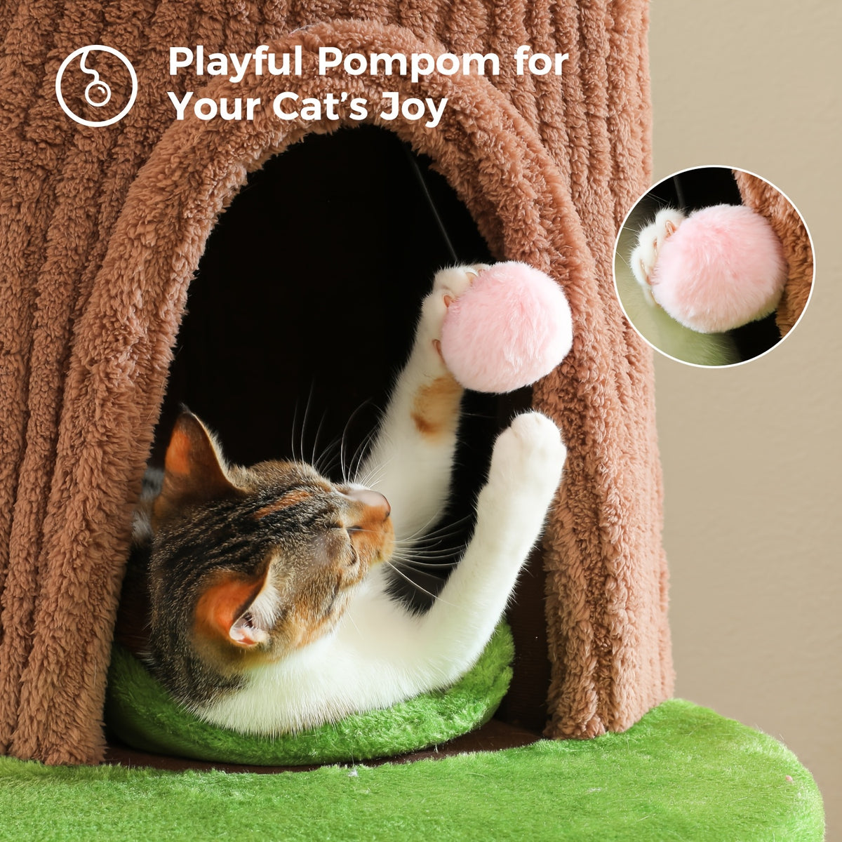 Forest Cat Tree Tower with Flower Top Perch, Indoor Climbing and Resting Furniture in 35.8, 56.3 or 68.5 Inch Height and Color Options