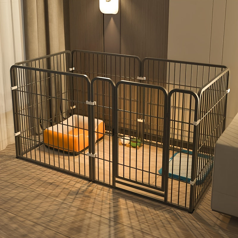 Stainless Steel Dog Playpen for Indoor Rest, Play and Potty Training, Flexible Pet Enclosure for Small and Medium Dogs in Black or White for Home Routines