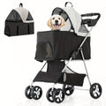 Dog Stroller for Pets up to 33 lbs, 3-in-1 Foldable Pushchair with Detachable Carrier, Car Seat Mode, Push-Button Entry and Mesh Canopy