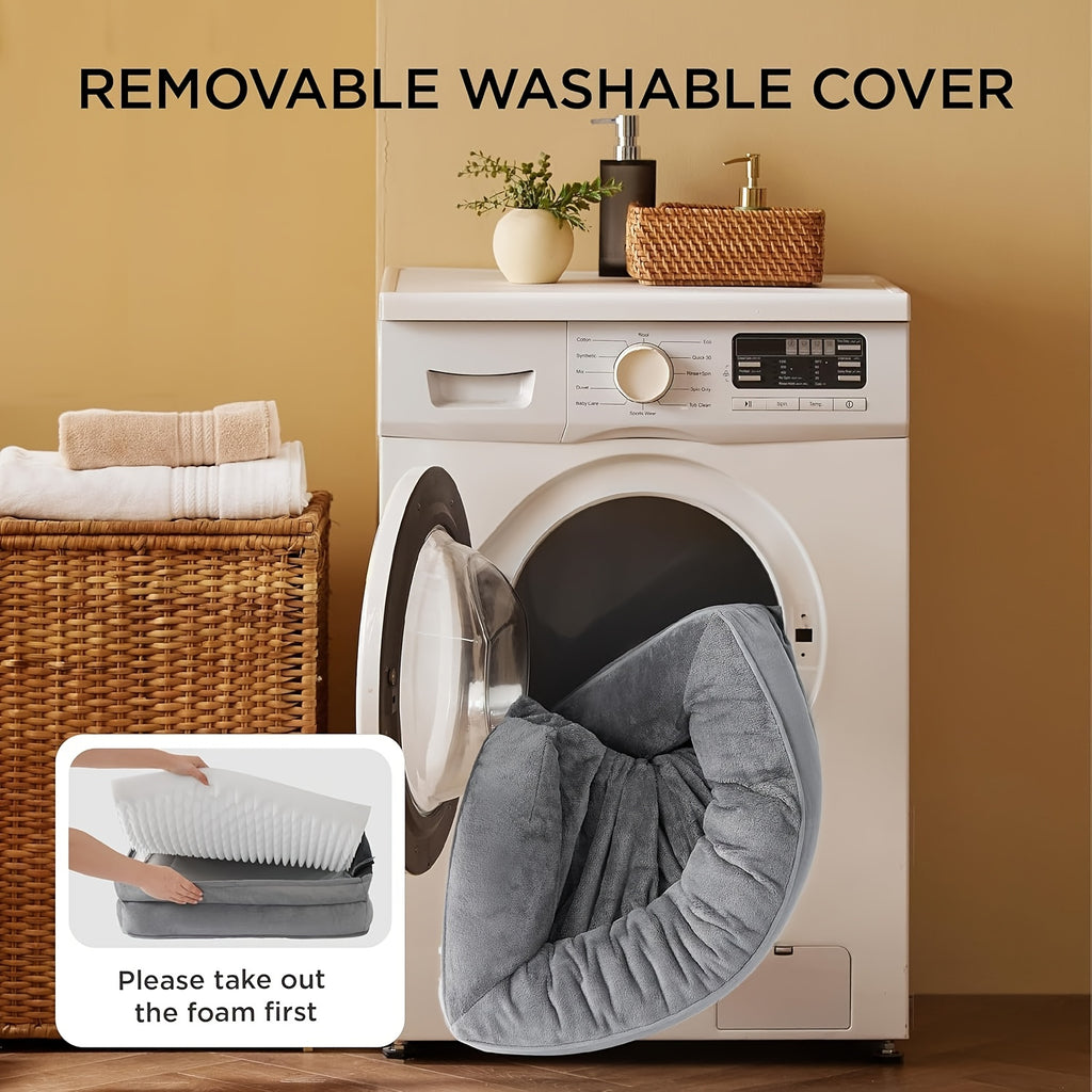 Four-Sided Bolster Dog Bed with Egg-Crate Foam, Grey Flannel Pet Sofa with Removable Washable Cover, Lowered Entry and Non-Skid Bottom, M to XXL