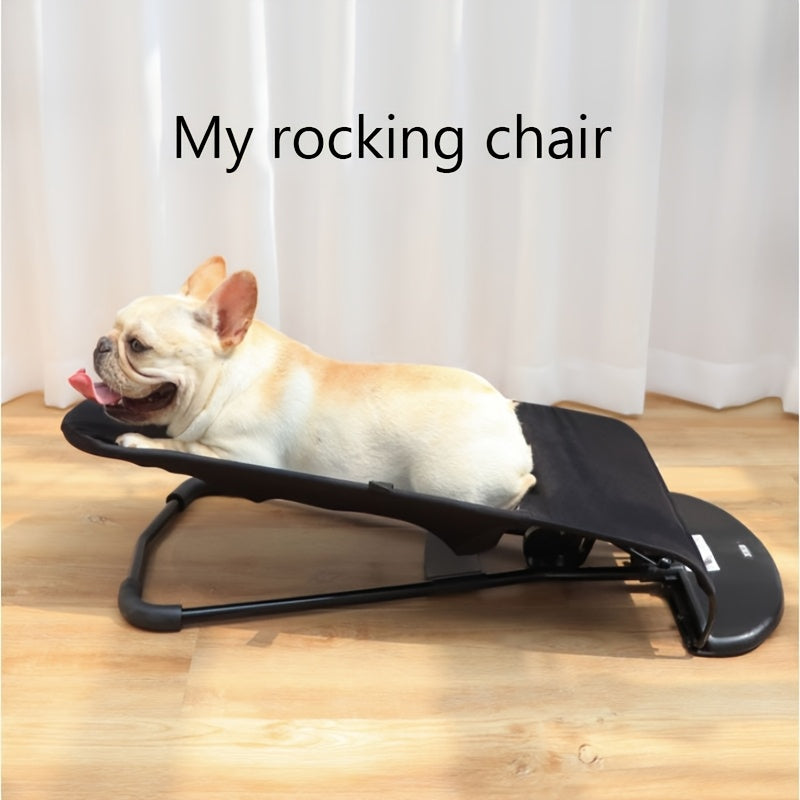 Rocking Dog Bed for Small and Medium Dogs, Foldable Height-Adjustable Pet Lounger with Breathable Mesh and Thickened Resting Pad
