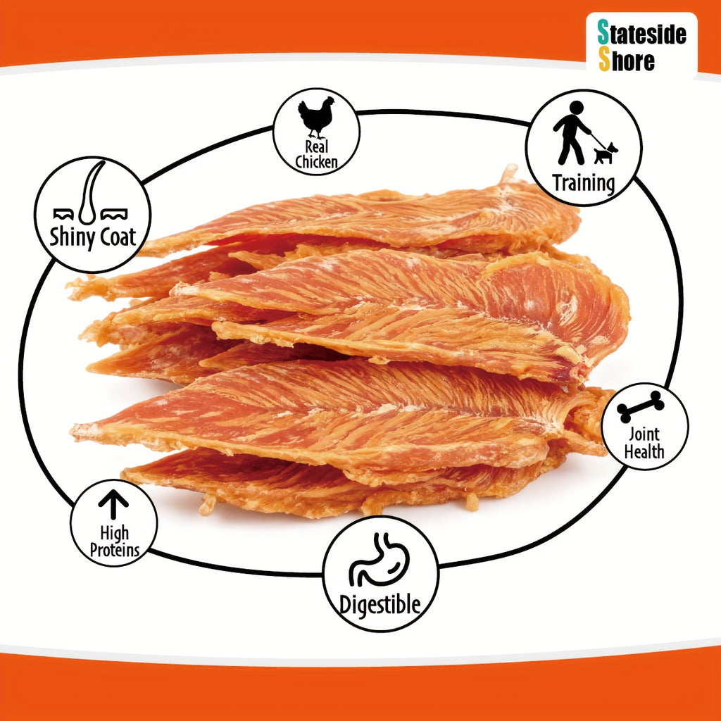 Dried Chicken Jerky Dog Treats, Chicken Breast Strips for Supervised Training Rewards and Everyday Snacks, 300g or 900g Bag Options
