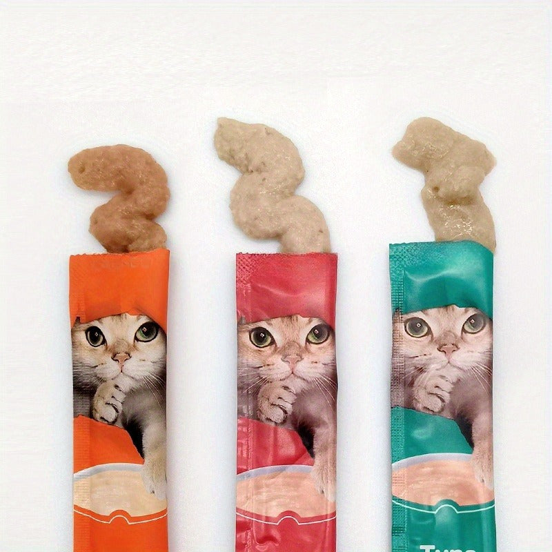 Wet Cat Food Snacks for Adult Cats and Kittens, Pet Treat Packs with Salmon, Tuna and Chicken Egg Yolk Flavor Choices for Everyday Treat Time
