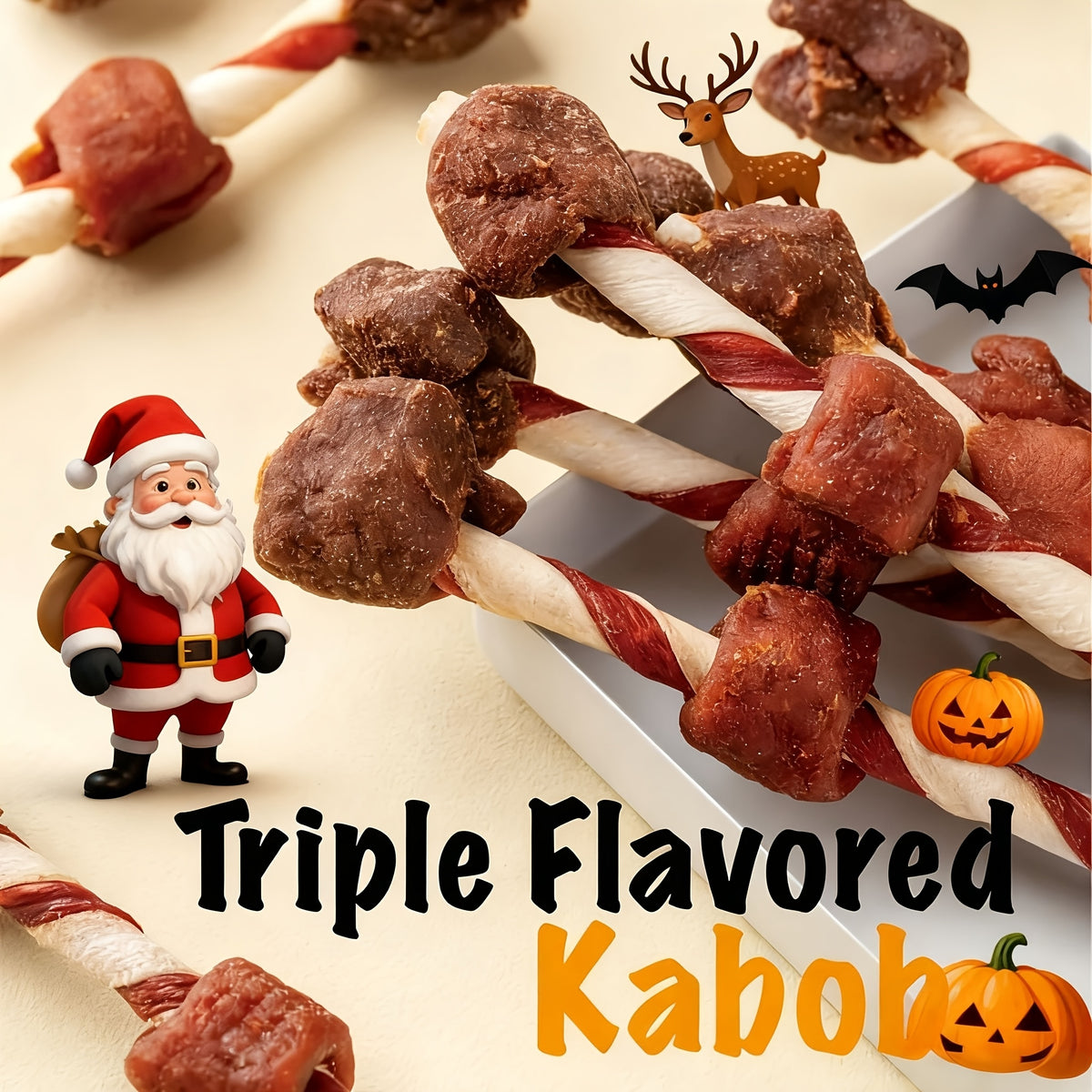 Dog Treat Skewers with Chicken, Beef and Duck Flavor Options, Kabob Snacks, Chicken Milk Sticks and Assorted Packs for Supervised Treat Time