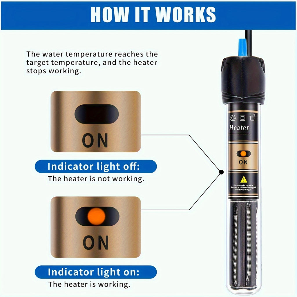 Aquarium Heater with Thermometer, Submersible Fish Tank Water Heater in 25W, 50W, 100W or 300W for Freshwater and Saltwater Setups