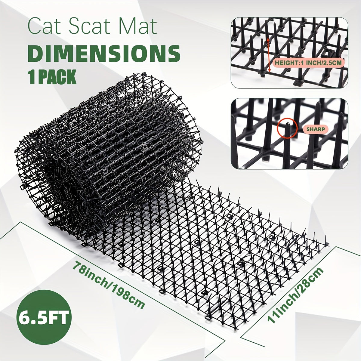 Cat Deterrent Mat with Spikes, 2-Pack Garden Anti-Digging Barrier Strips for Indoor and Outdoor Cat Boundaries and Restricted Areas