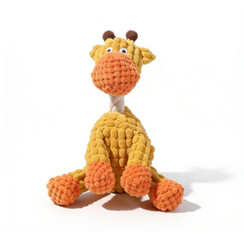 Washable Squeaky Plush Dog Toy for Small and Medium Dogs, Seven Animal Style Options with Goat, Giraffe, Donkey and Puppy Designs for Gentle Play