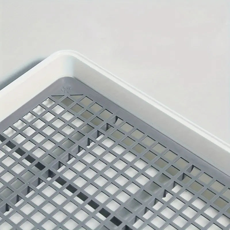 Rabbit Litter Box for Cage Corners, Gray and White Plastic Pet Toilet Tray for Indoor Bunny Potty Routines and Everyday Enclosure Cleaning