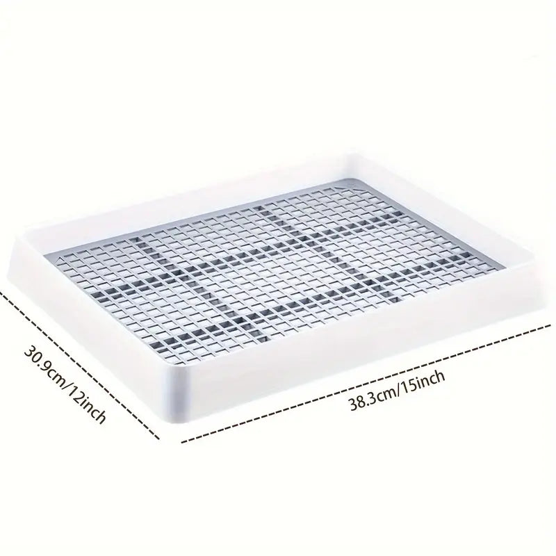 Rabbit Litter Box for Cage Corners, Gray and White Plastic Pet Toilet Tray for Indoor Bunny Potty Routines and Everyday Enclosure Cleaning