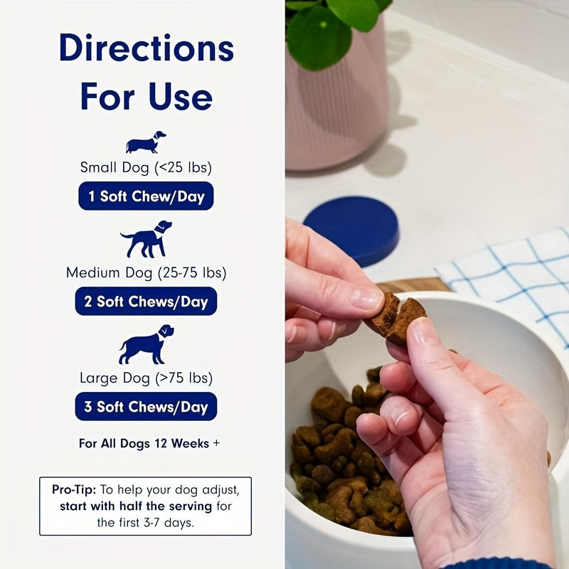 Seafood Flavor Dog Probiotic Chews 3-Pack, Soft Chewable Nutritional Supplement with Listed 90 Count and 360g for Canine Daily Care Routines