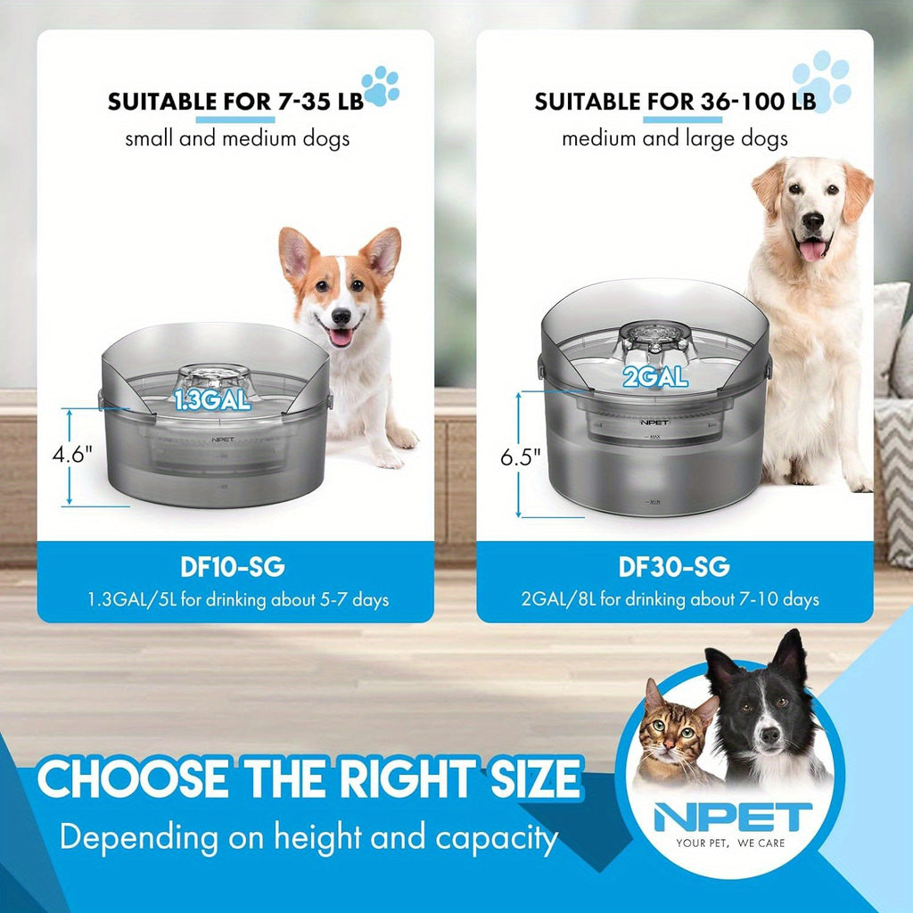 Large Dog Water Fountain DF30, 5L or 8L Flowing Pet Drinking Dispenser for Multi-Pet Homes with Selected Filter Bundles and Separate Filter Option