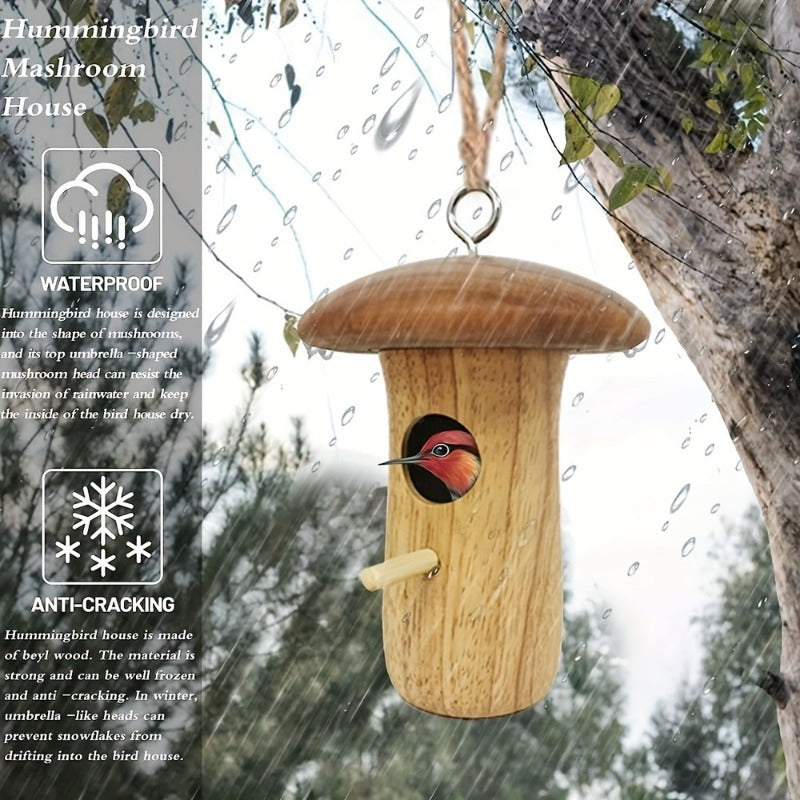 Wall Mounted Bird House in Brown, Cylinder Nest Box with Retro Garden Style for Outdoor Yard Decoration and Backyard Birdwatching Enthusiast Gifts