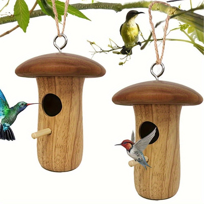 Wall Mounted Bird House in Brown, Cylinder Nest Box with Retro Garden Style for Outdoor Yard Decoration and Backyard Birdwatching Enthusiast Gifts