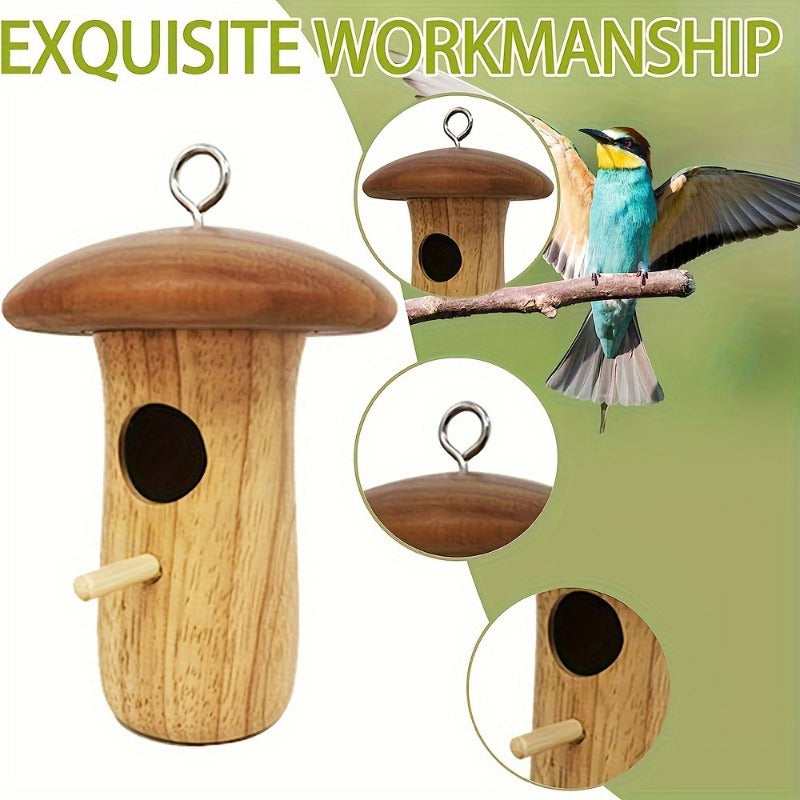Wall Mounted Bird House in Brown, Cylinder Nest Box with Retro Garden Style for Outdoor Yard Decoration and Backyard Birdwatching Enthusiast Gifts