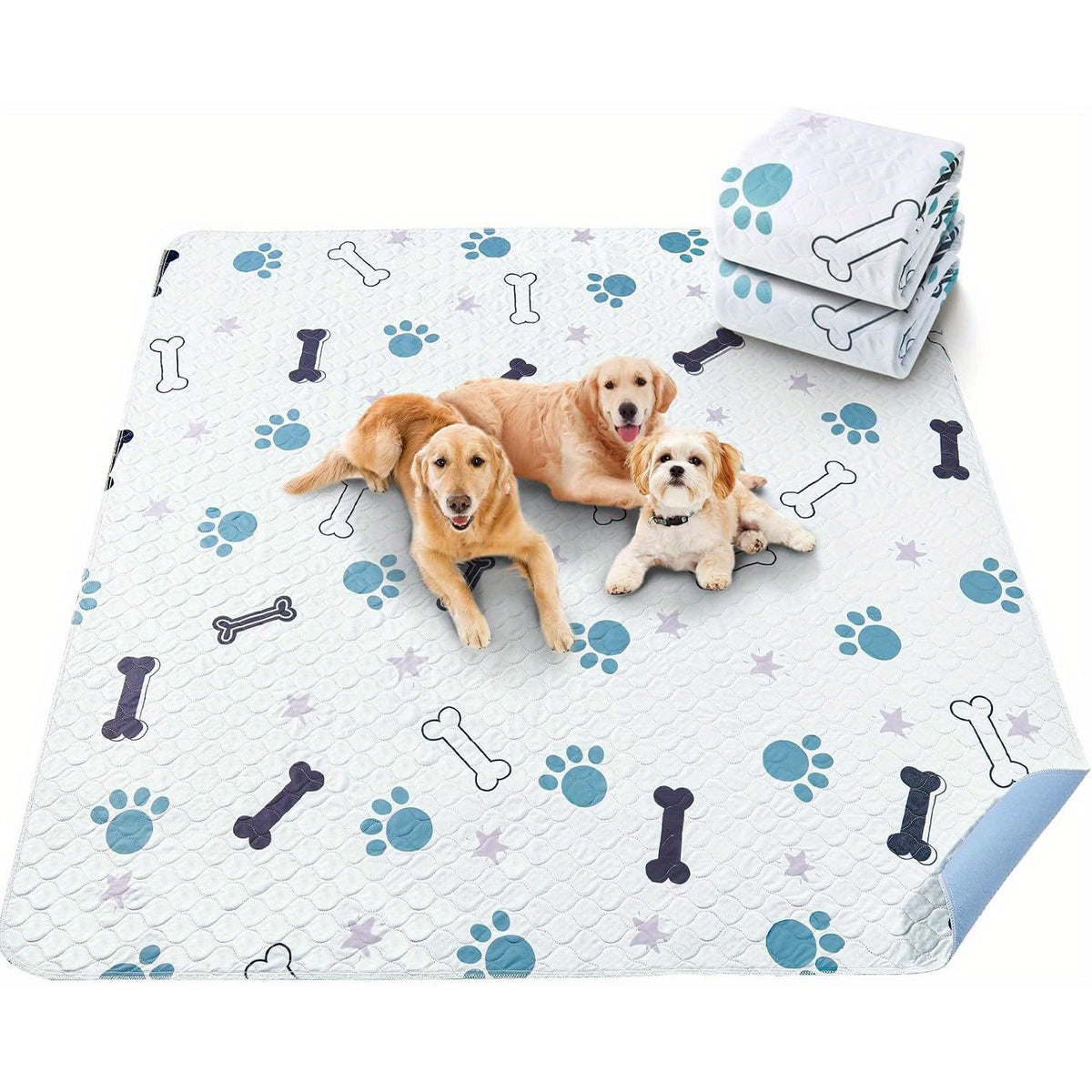 Reusable Dog Pee Pads with Four-Layer Design, Machine Washable Non-Slip Puppy Training Mats in Seven Size Options for Floors, Crates and Playpens