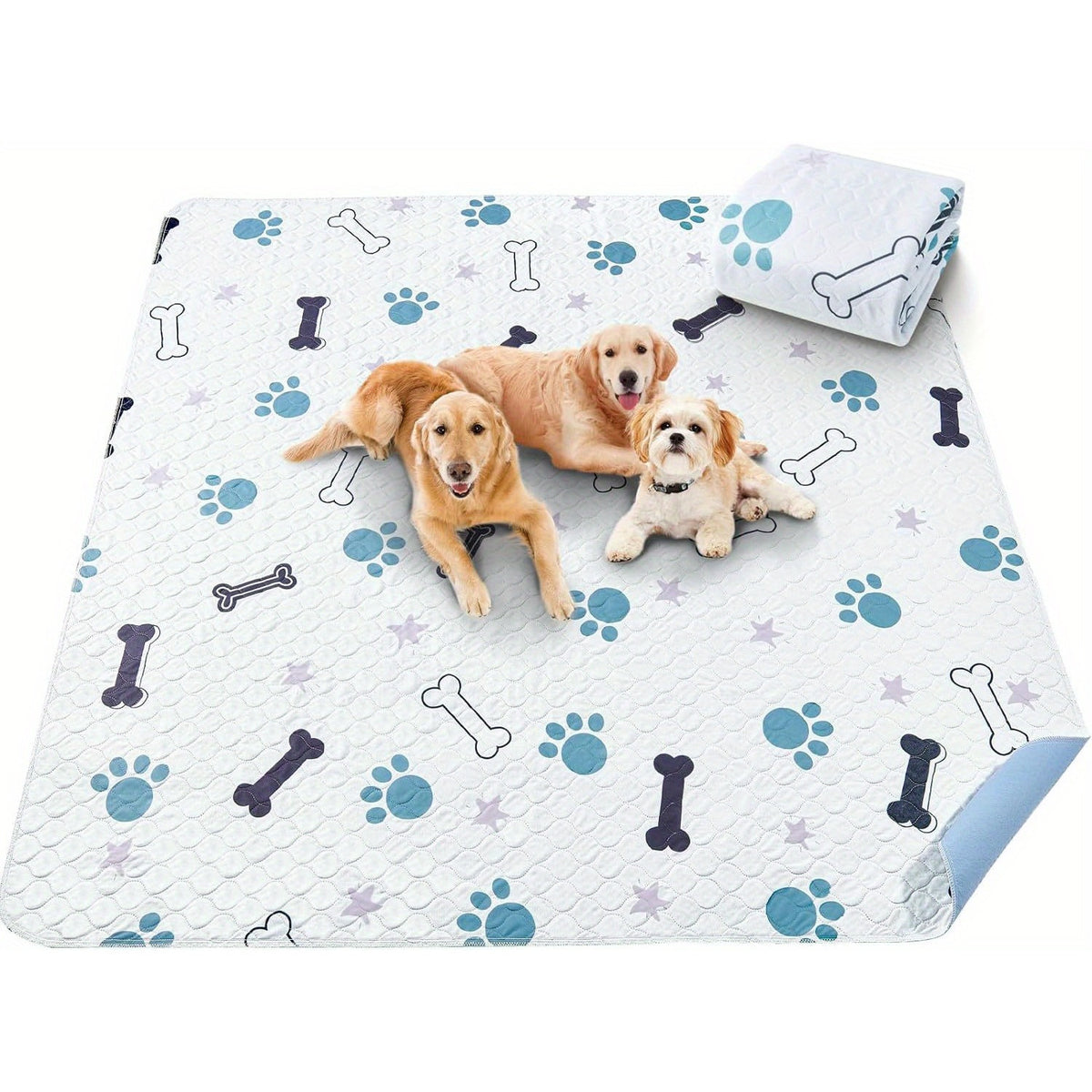 Reusable Dog Pee Pads with Four-Layer Design, Machine Washable Non-Slip Puppy Training Mats in Seven Size Options for Floors, Crates and Playpens