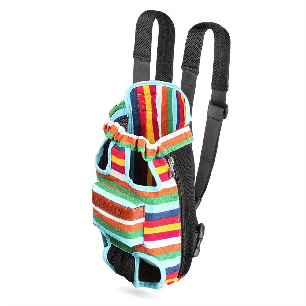 Hands-Free Dog Front Carrier with Padded Adjustable Straps, Legs-Out Pet Backpack with Dual Side Zippers for Small Pet Walks and Travel