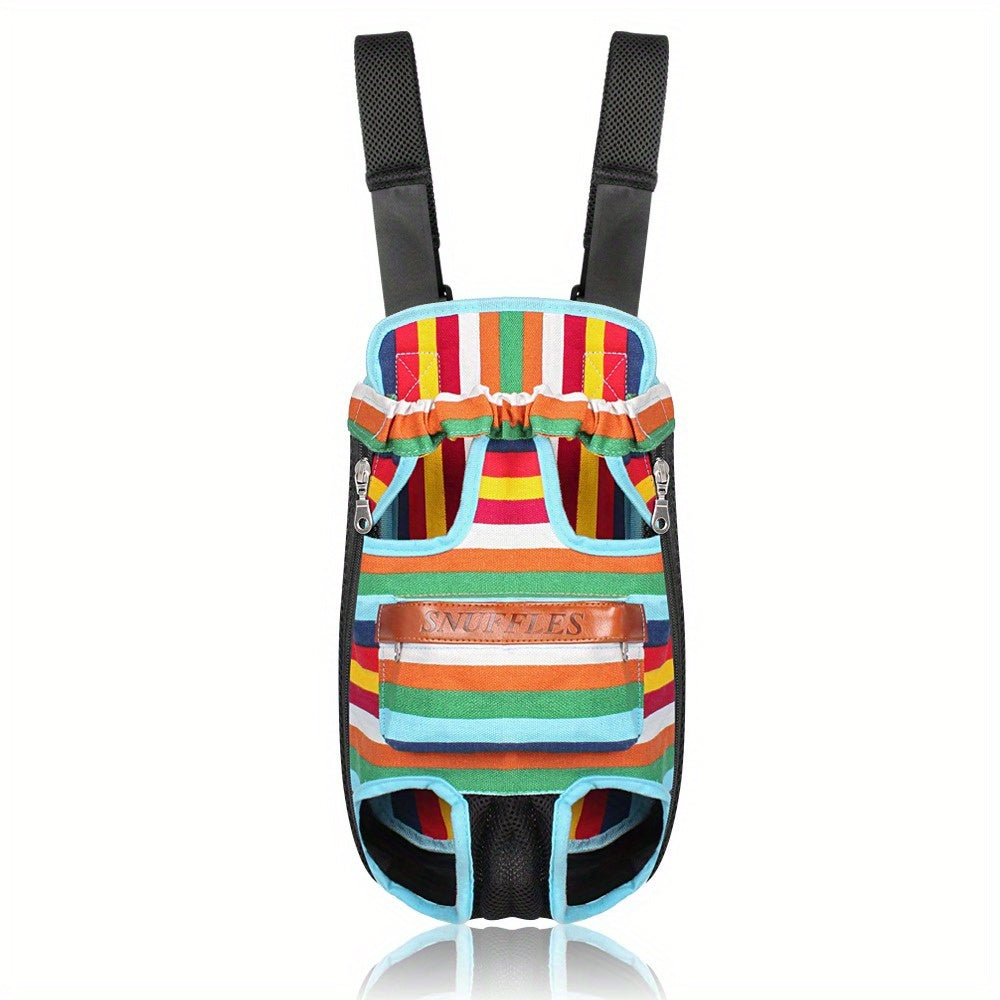 Hands-Free Dog Front Carrier with Padded Adjustable Straps, Legs-Out Pet Backpack with Dual Side Zippers for Small Pet Walks and Travel