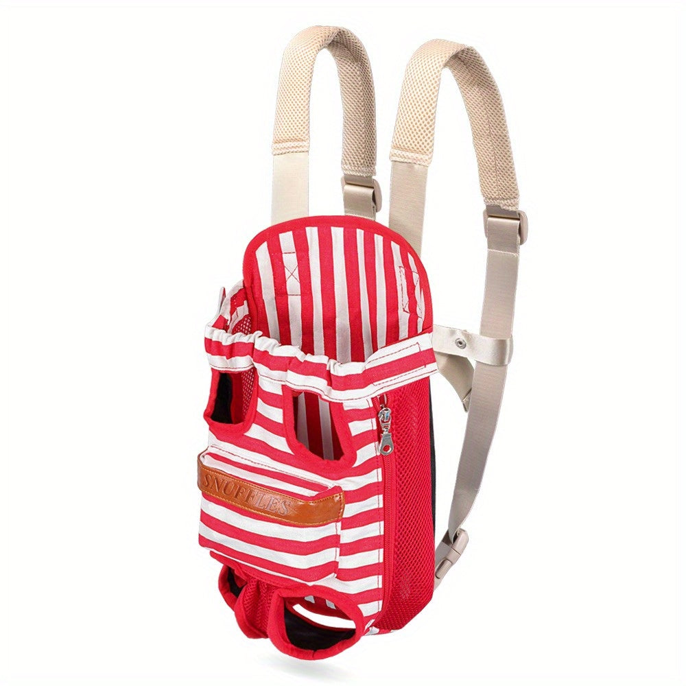 Hands-Free Dog Front Carrier with Padded Adjustable Straps, Legs-Out Pet Backpack with Dual Side Zippers for Small Pet Walks and Travel