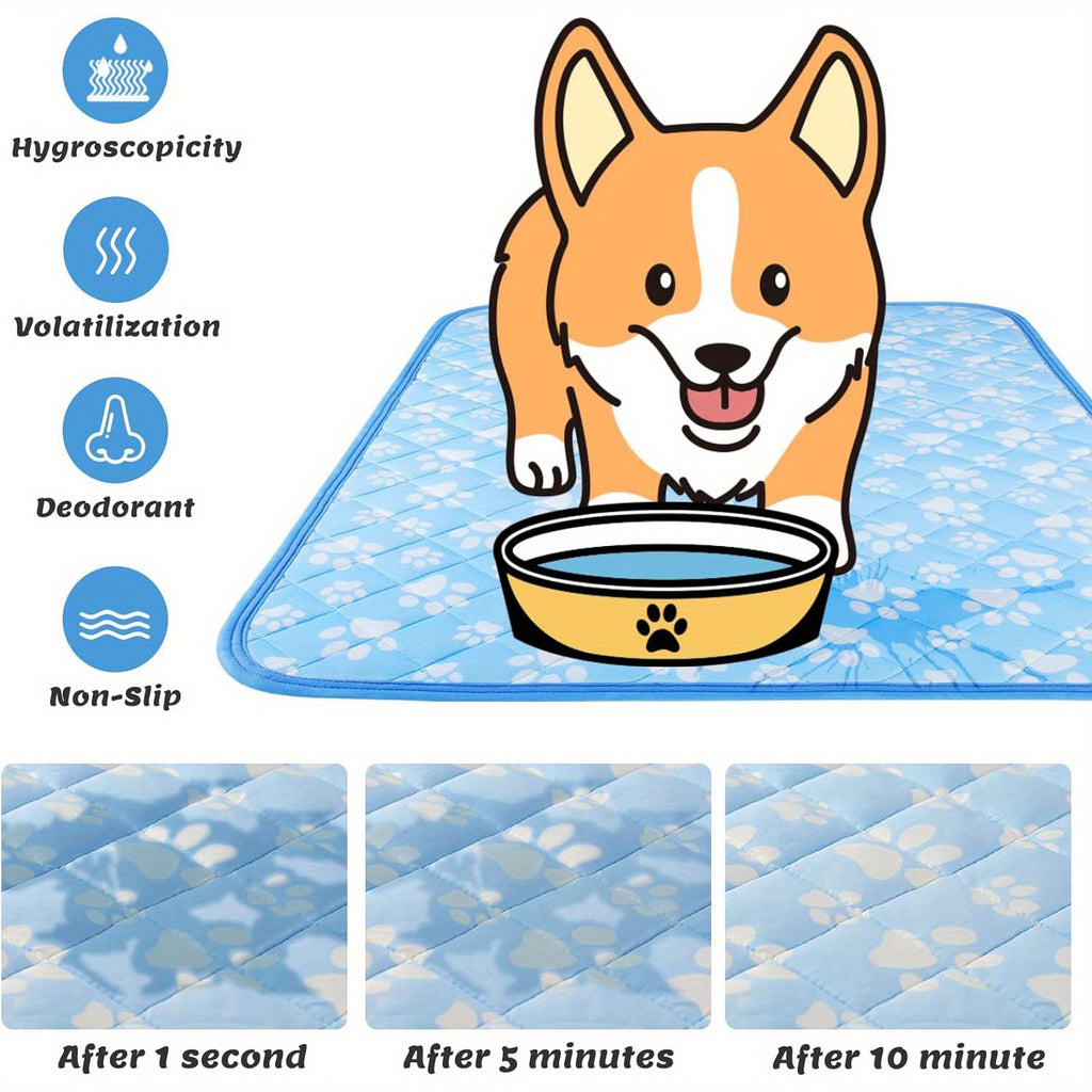 Self Cooling Mat for Dogs with Cooling Fiber, Washable Non-Slip Foldable Summer Pet Resting Pad in Small, Medium and Large Size Options