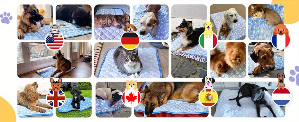 Self Cooling Mat for Dogs with Cooling Fiber, Washable Non-Slip Foldable Summer Pet Resting Pad in Small, Medium and Large Size Options