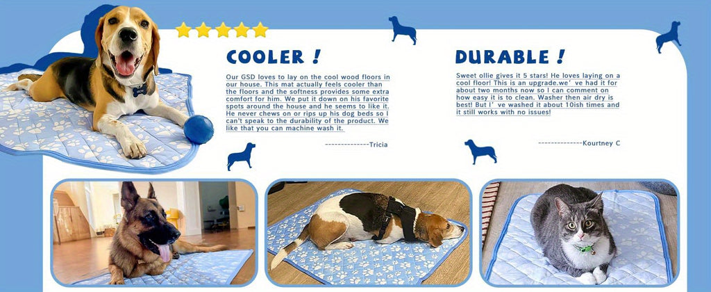 Self Cooling Mat for Dogs with Cooling Fiber, Washable Non-Slip Foldable Summer Pet Resting Pad in Small, Medium and Large Size Options