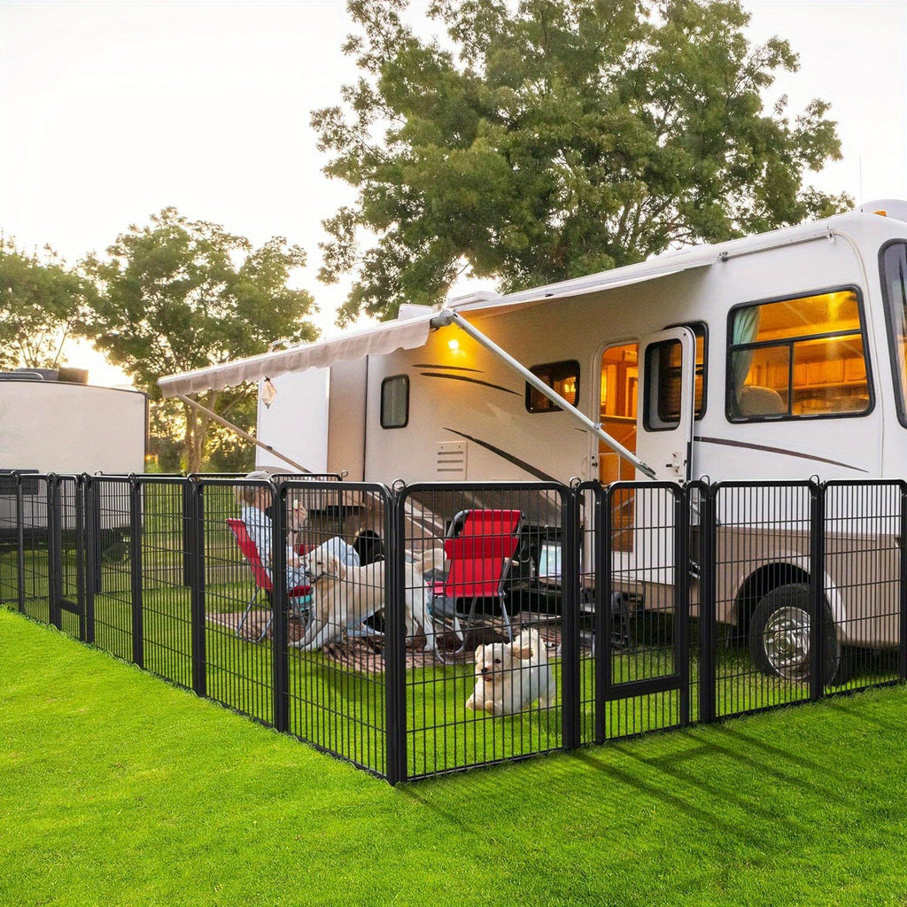 Dog Playpen 8 or 16 Panels, Portable Indoor Outdoor Pet Exercise Pen for Supervised Puppy Play, Backyard Gardens and RV Camping Trips